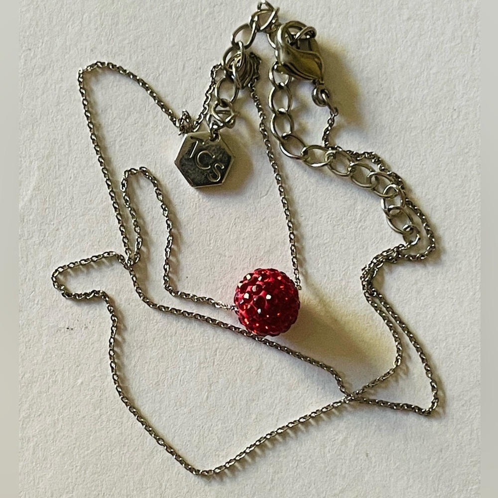 TCS touchstone by Swarovski Silver Necklace with Red Crystal Bead pendant